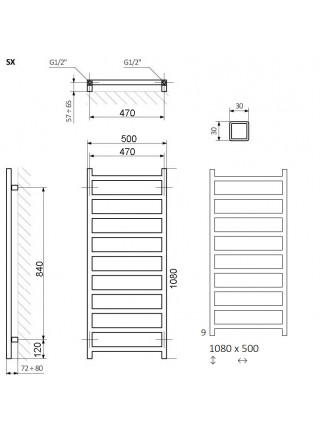 Полотенцесушитель электрический Terma Simple 108x50 Heban (черный структурированный)