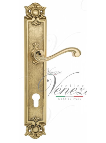 Ручка дверная на планке под цилиндр Venezia Vivaldi CYL PL97 полированная латунь
