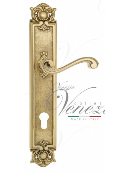 Ручка дверная на планке под цилиндр Venezia Vivaldi CYL PL97 полированная латунь