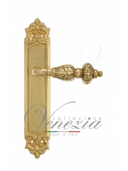 Ручка дверная на планке с фиксатором Venezia Lucrecia WC-2 PL96 полированная латунь