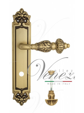 Ручка дверная на планке с фиксатором Venezia Lucrecia WC-4 PL96 французское золото + коричневый