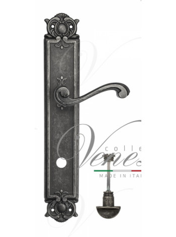 Ручка дверная на планке с фиксатором Venezia Vivaldi WC-2 PL97 античное серебро