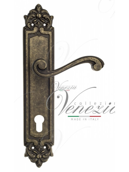 Ручка дверная на планке под цилиндр Venezia Vivaldi CYL PL96 античная бронза