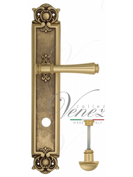 Ручка дверная на планке с фиксатором Venezia Callisto WC-2 PL97 французское золото + коричневый