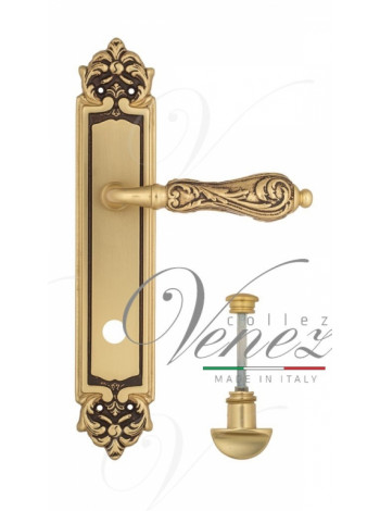 Ручка дверная на планке с фиксатором Venezia Monte Cristo WC-2 PL96 французское золото + коричневый