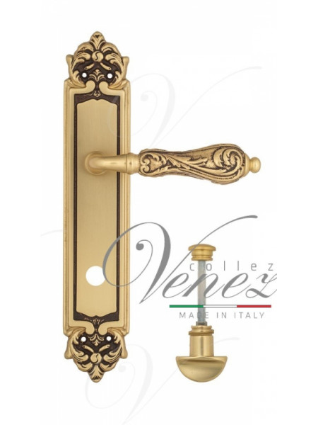 Ручка дверная на планке с фиксатором Venezia Monte Cristo WC-2 PL96 французское золото + коричневый