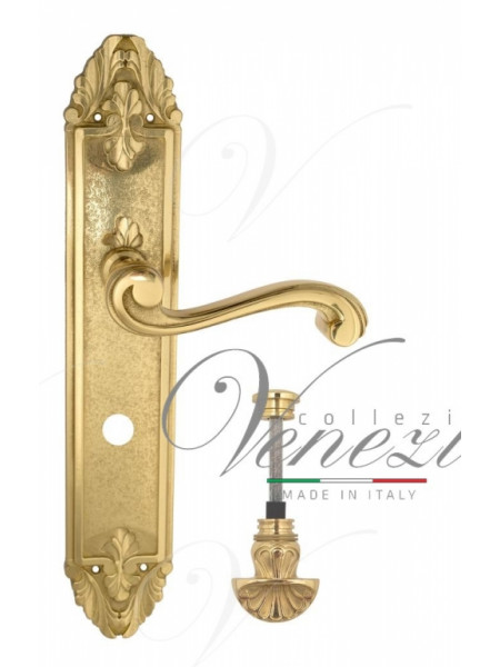 Ручка дверная на планке с фиксатором Venezia Vivaldi WC-4 PL90 полированная латунь