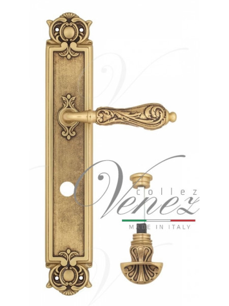 Ручка дверная на планке с фиксатором Venezia Monte Cristo WC-4 PL97 французское золото + коричневый