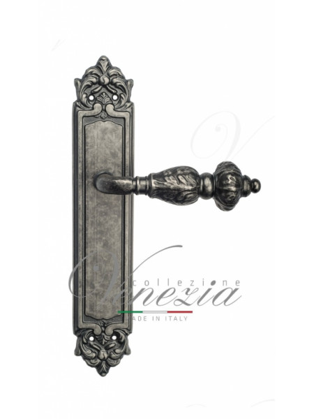 Ручка дверная на планке с фиксатором Venezia Lucrecia WC-2 PL96 античное серебро