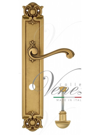 Ручка дверная на планке с фиксатором Venezia Vivaldi WC-2 PL97 французское золото + коричневый