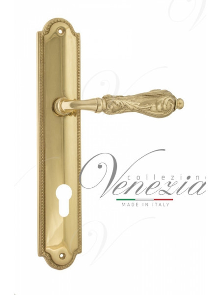 Ручка дверная на планке под цилиндр Venezia Monte Cristo CYL PL98 полированная латунь
