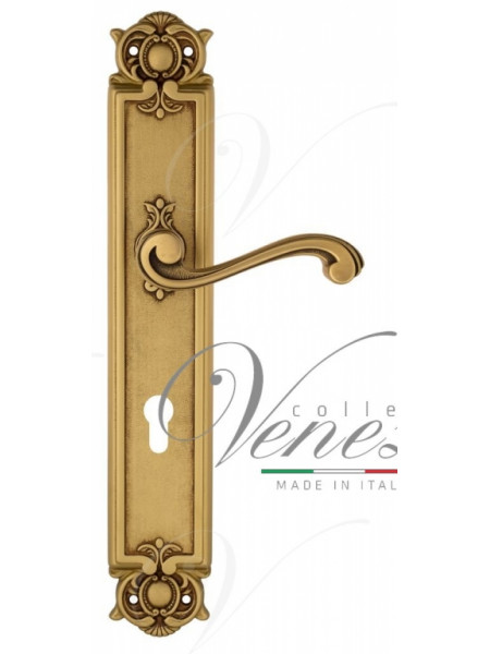 Ручка дверная на планке под цилиндр Venezia Vivaldi CYL PL97 французское золото + коричневый