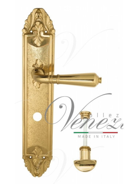 Ручка дверная на планке с фиксатором Venezia Vignole WC-2 PL90 полированная латунь