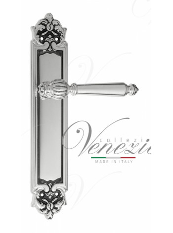 Ручка дверная на планке проходная Venezia Pellestrina PL96 натуральное серебро + черный