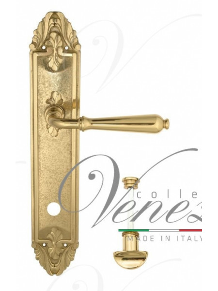 Ручка дверная на планке с фиксатором Venezia Classic WC-2 PL90 полированная латунь