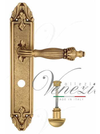 Ручка дверная на планке с фиксатором Venezia Olimpo WC-2 PL90 французское золото + коричневый