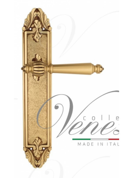 Ручка дверная на планке проходная Venezia Pellestrina PL90 французское золото + коричневый