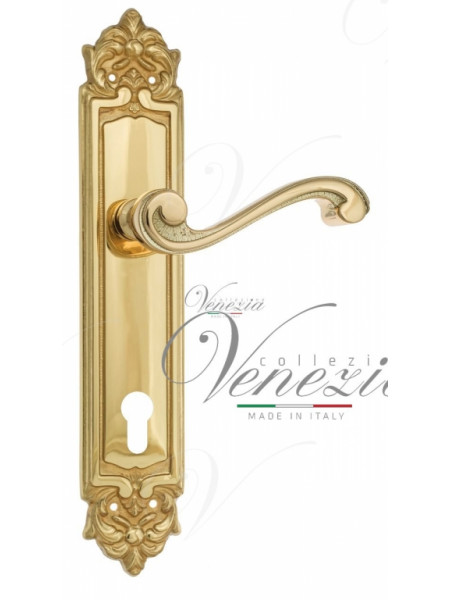 Ручка дверная на планке под цилиндр Venezia Vivaldi CYL PL96 полированная латунь