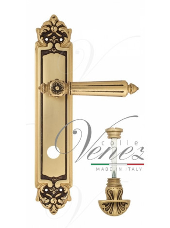 Ручка дверная на планке с фиксатором Venezia Castello WC-4 PL96 французское золото + коричневый