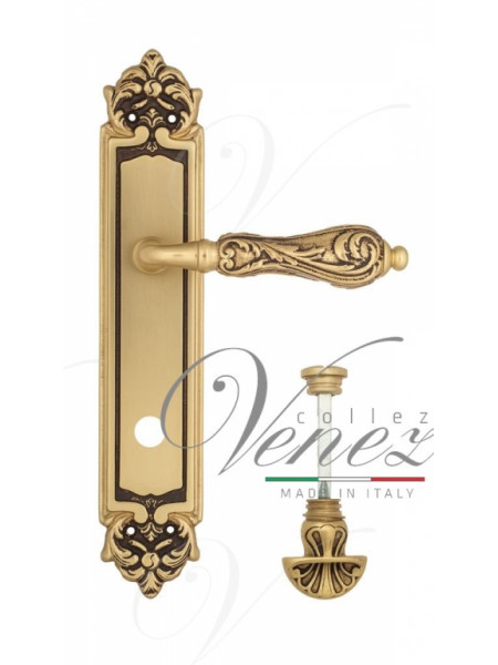 Ручка дверная на планке с фиксатором Venezia Monte Cristo WC-4 PL96 французское золото + коричневый