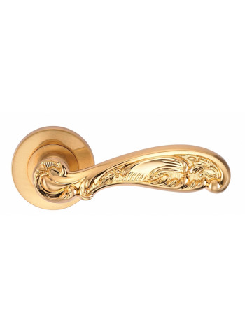Ручка дверная на круглой накладке Archie FLOR S. GOLD (20G) Золото матовое