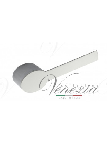 Ручка дверная на круглой розетке Venezia Quattordici D101 Матовый хром  + белый