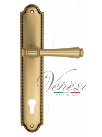 Ручка дверная на планке под цилиндр Venezia Callisto CYL PL98 французское золото + коричневый