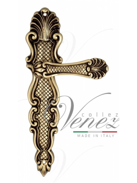 Ручка дверная на планке проходная Venezia Fenice PL92 французское золото + коричневый