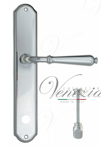 Ручка дверная на планке с фиксатором Venezia Classic WC-1 PL02 полированный хром