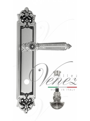 Ручка дверная на планке с фиксатором Venezia Castello WC-4 PL96 натуральное серебро + черный