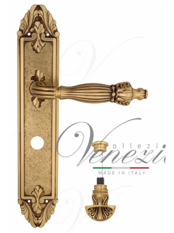 Ручка дверная на планке с фиксатором Venezia Olimpo WC-4 PL90 французское золото + коричневый