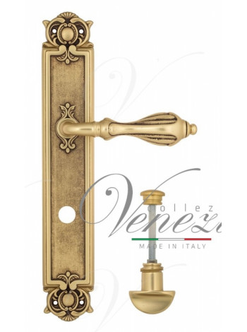 Ручка дверная на планке с фиксатором Venezia Anafesto WC-2 PL97 французское золото + коричневый