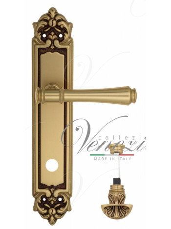 Ручка дверная на планке с фиксатором Venezia Callisto WC-4 PL96 французское золото + коричневый