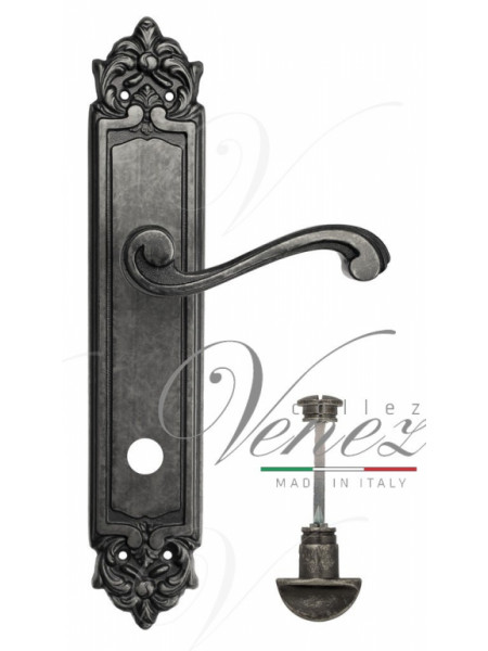 Ручка дверная на планке с фиксатором Venezia Vivaldi WC-2 PL96 античное серебро