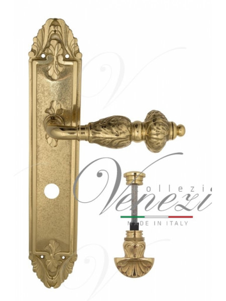 Ручка дверная на планке с фиксатором Venezia Lucrecia WC-4 PL90 полированная латунь