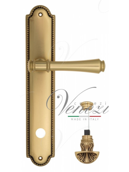 Ручка дверная на планке с фиксатором Venezia Callisto WC-4 PL98 французское золото + коричневый