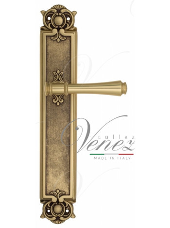 Ручка дверная на планке проходная Venezia Callisto PL97 французское золото + коричневый
