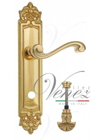 Ручка дверная на планке с фиксатором Venezia Vivaldi WC-4 PL96 полированная латунь