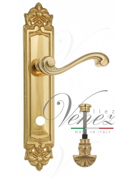 Ручка дверная на планке с фиксатором Venezia Vivaldi WC-4 PL96 полированная латунь