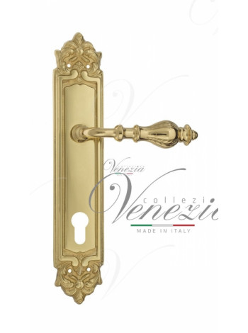 Ручка дверная на планке под цилиндр Venezia Gifestion CYL PL96 полированная латунь
