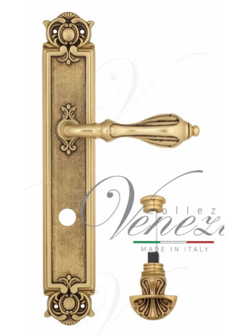Ручка дверная на планке с фиксатором Venezia Anafesto WC-4 PL97 французское золото + коричневый