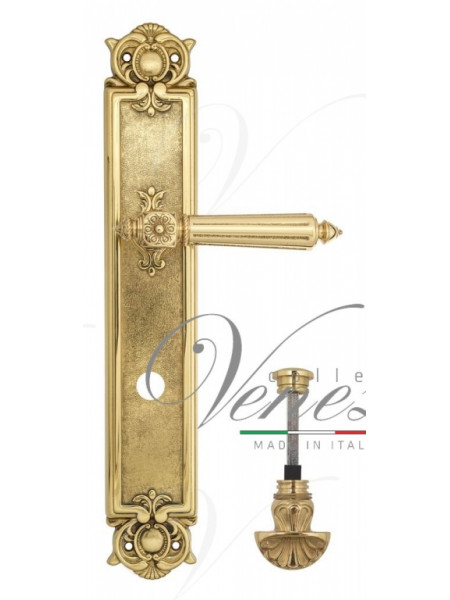 Ручка дверная на планке с фиксатором Venezia Castello WC-4 PL97 полированная латунь