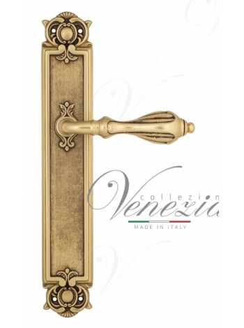 Ручка дверная на планке проходная Venezia Anafesto PL97 французское золото + коричневый