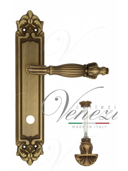 Ручка дверная на планке с фиксатором Venezia Olimpo WC-4 PL96 полированная латунь