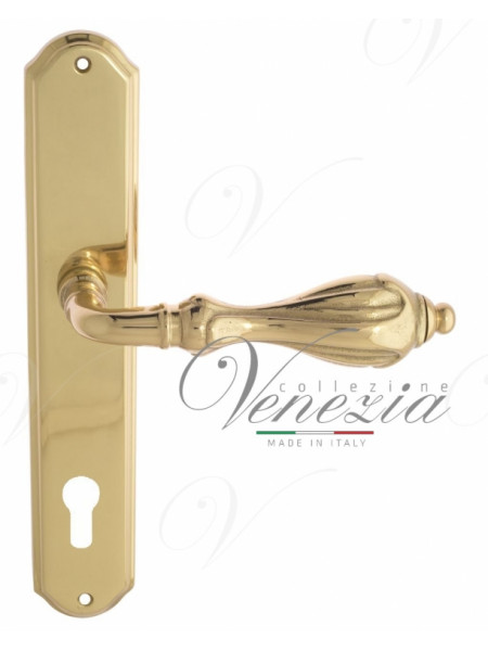 Ручка дверная на планке под цилиндр Venezia Anafesto CYL PL02 полированная латунь