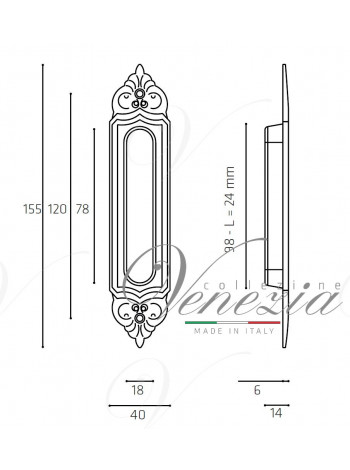 Ручка для раздвижной двери Venezia U122 Decor Бронза античная