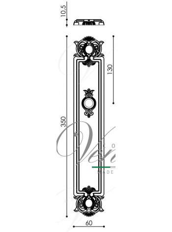 Ручка дверная на планке с фиксатором Venezia Castello WC-2 PL97 античное серебро