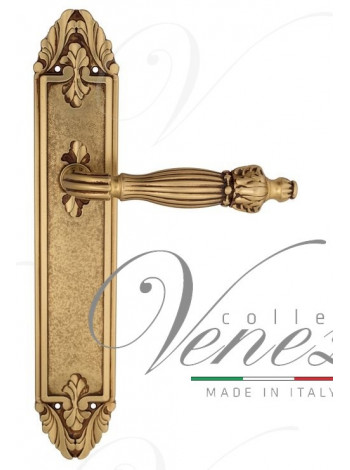 Ручка дверная на планке проходная Venezia Olimpo PL90 французское золото + коричневый