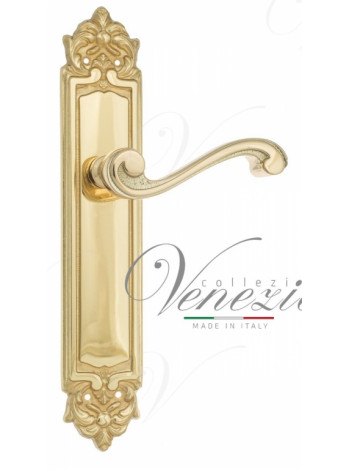 Ручка дверная на планке проходная Venezia Vivaldi PL96 полированная латунь