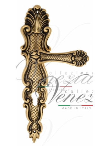 Ручка дверная на планке под цилиндр Venezia Fenice CYL PL92 французское золото + коричневый